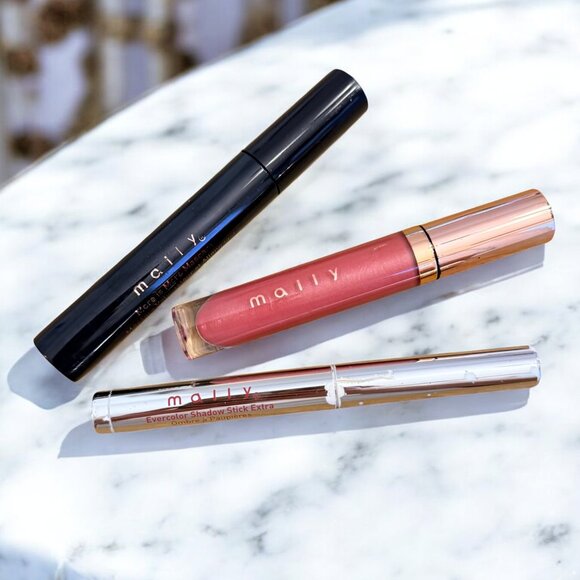 Mally Beauty Makeup Bundle Lot of 3 Mascara Pro Perfect Brow Highlight Lip Gloss - Picture 2 of 8
